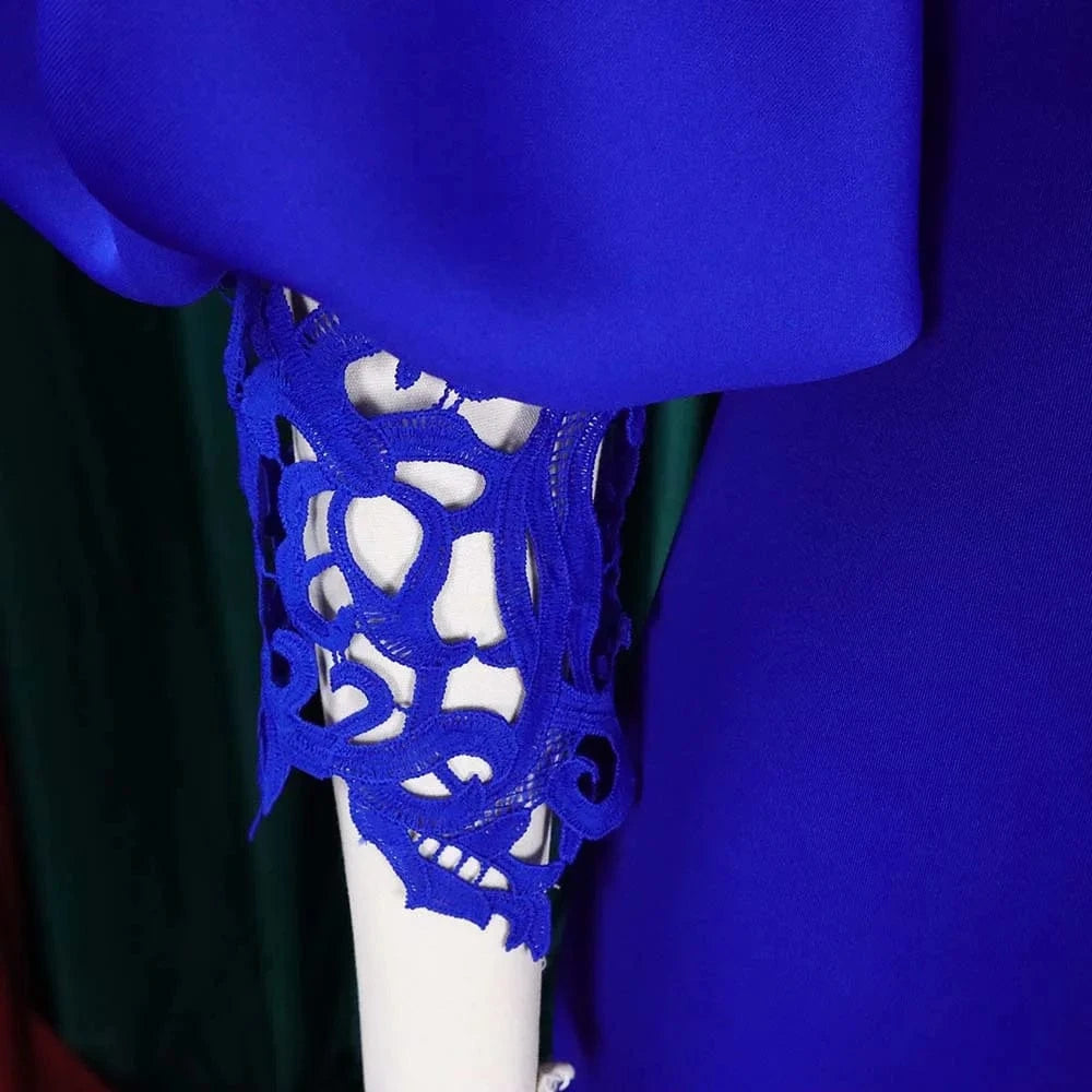 Elegant Dresses for Woman Off the Shoulder Lantern Sleeve Lace Patchwork Sheath Package Hips Ankle Length Luxury Birthday Dress