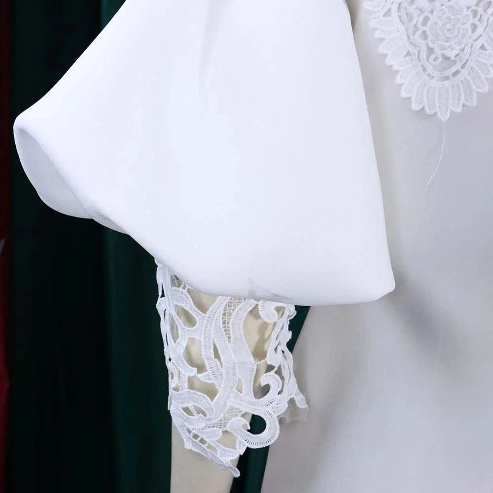 Elegant Dresses for Woman Off the Shoulder Lantern Sleeve Lace Patchwork Sheath Package Hips Ankle Length Luxury Birthday Dress