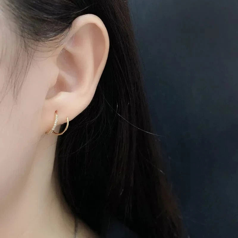 Elegant Layer Spring Shape Zircon Stud Earrings 925 Sterling Silver Fine Jewelry Gifts For Women