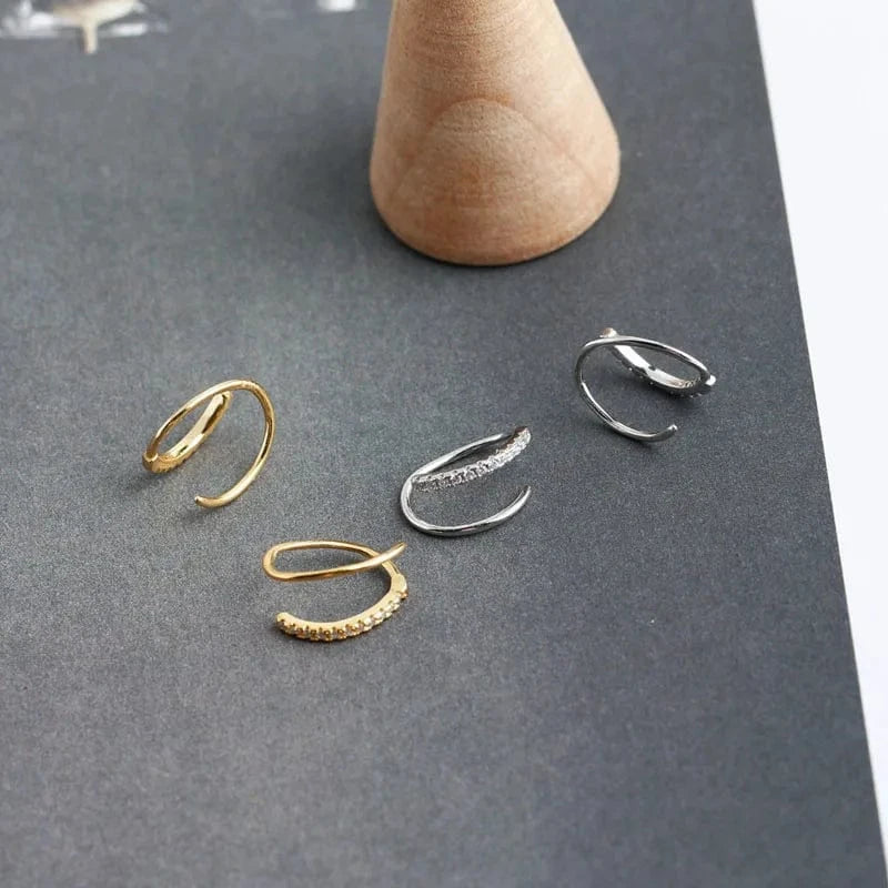 Elegant Layer Spring Shape Zircon Stud Earrings 925 Sterling Silver Fine Jewelry Gifts For Women