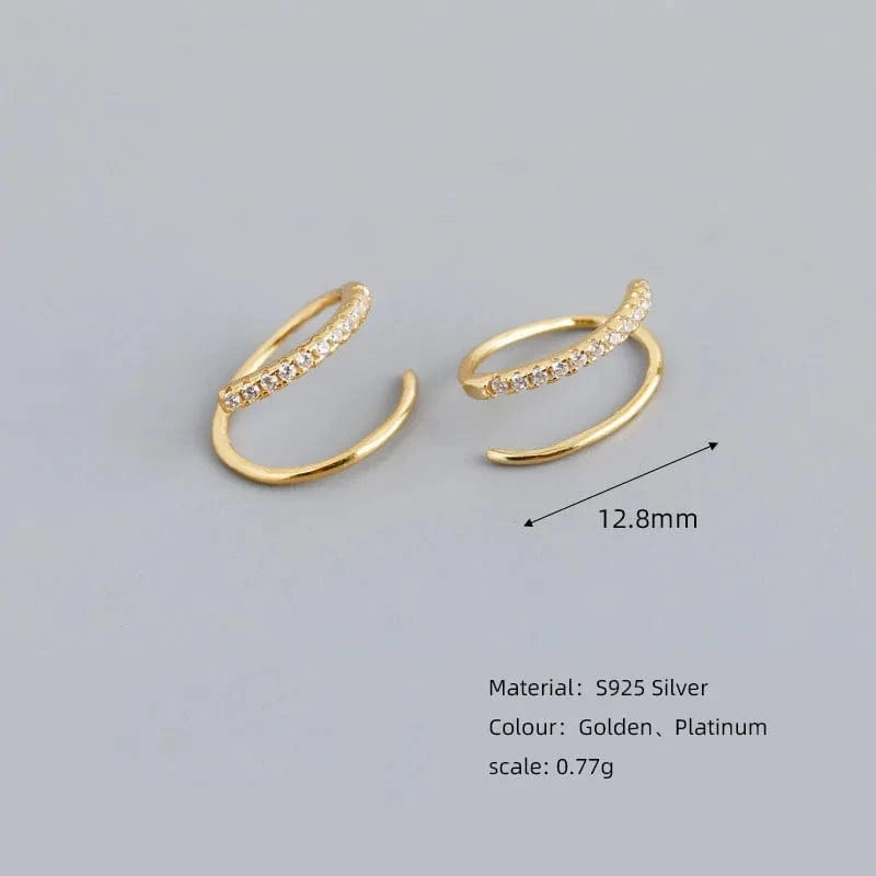 Elegant Layer Spring Shape Zircon Stud Earrings 925 Sterling Silver Fine Jewelry Gifts For Women