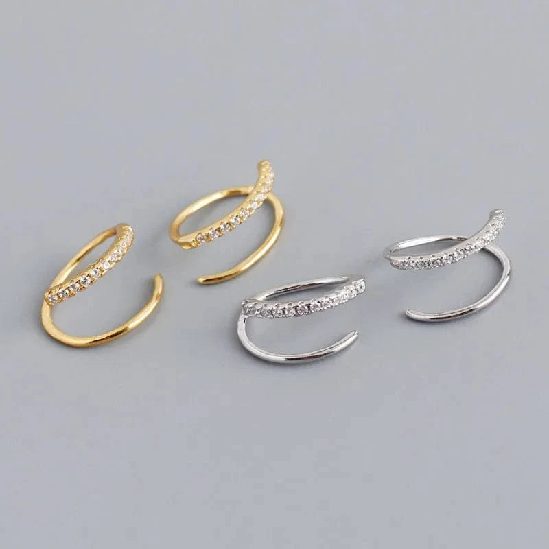 Elegant Layer Spring Shape Zircon Stud Earrings 925 Sterling Silver Fine Jewelry Gifts For Women