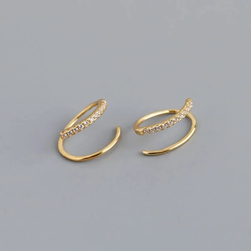 Elegant Layer Spring Shape Zircon Stud Earrings 925 Sterling Silver Fine Jewelry Gifts For Women