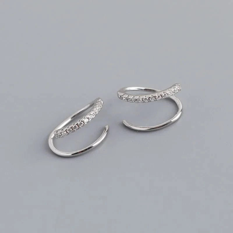 Elegant Layer Spring Shape Zircon Stud Earrings 925 Sterling Silver Fine Jewelry Gifts For Women