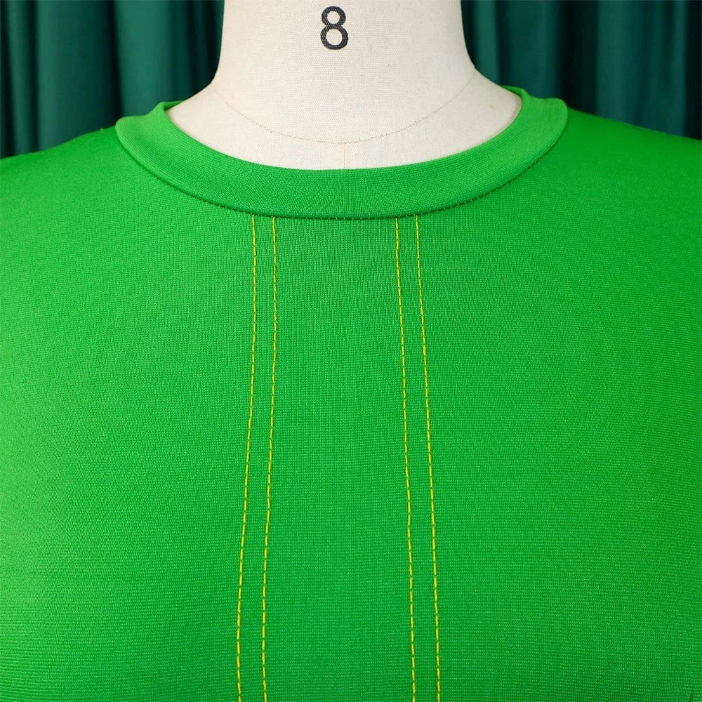 Elegant Party Dresses for Women 2024 Luxury O Neck Three Quarter Sleeve High Waisted Pleated A Line Mid Calf Birthday Dress Robe