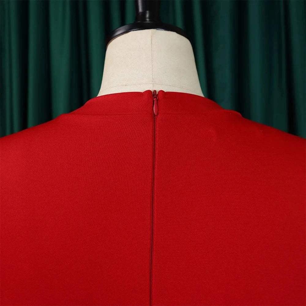 Elegant Party Dresses for Women 2024 Luxury O Neck Three Quarter Sleeve High Waisted Pleated A Line Mid Calf Birthday Dress Robe