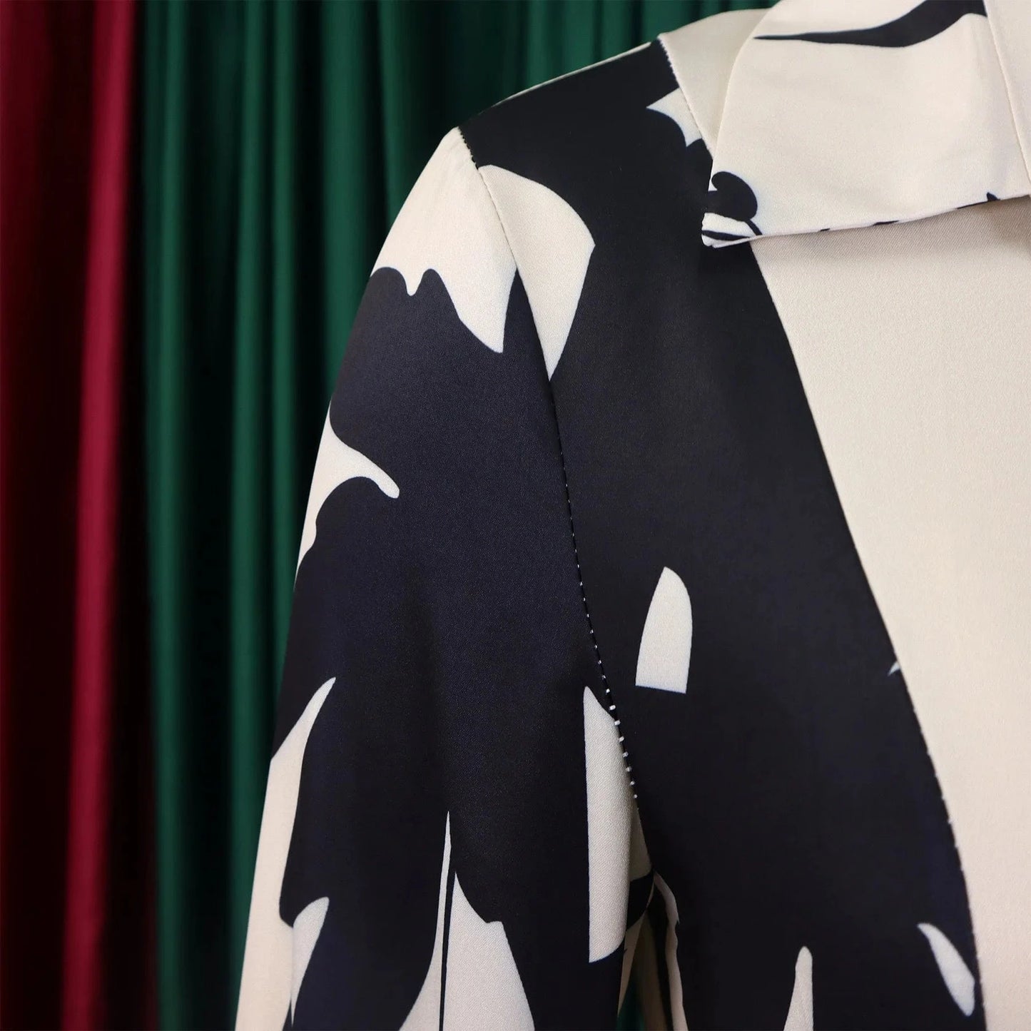 Elegant Printed Dresses Woman 2024 Turn Down Collar Single Breasted Full Sleeve Asymmetric Ankle Length Fashion Birthday Dress