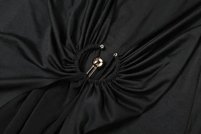 Elegant Solid Buckle Bandage Slim Maxi Dress for Women Autumn Long Sleeve Bodycon Holidays Party Dress Lady Casual Dress