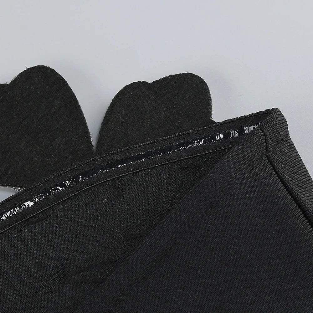 Elegant Women's Black Strapless Crop Top Rhinestone Floral Skirt Two-piece Gown Ideal for Party Fashionable Glamorous Choice