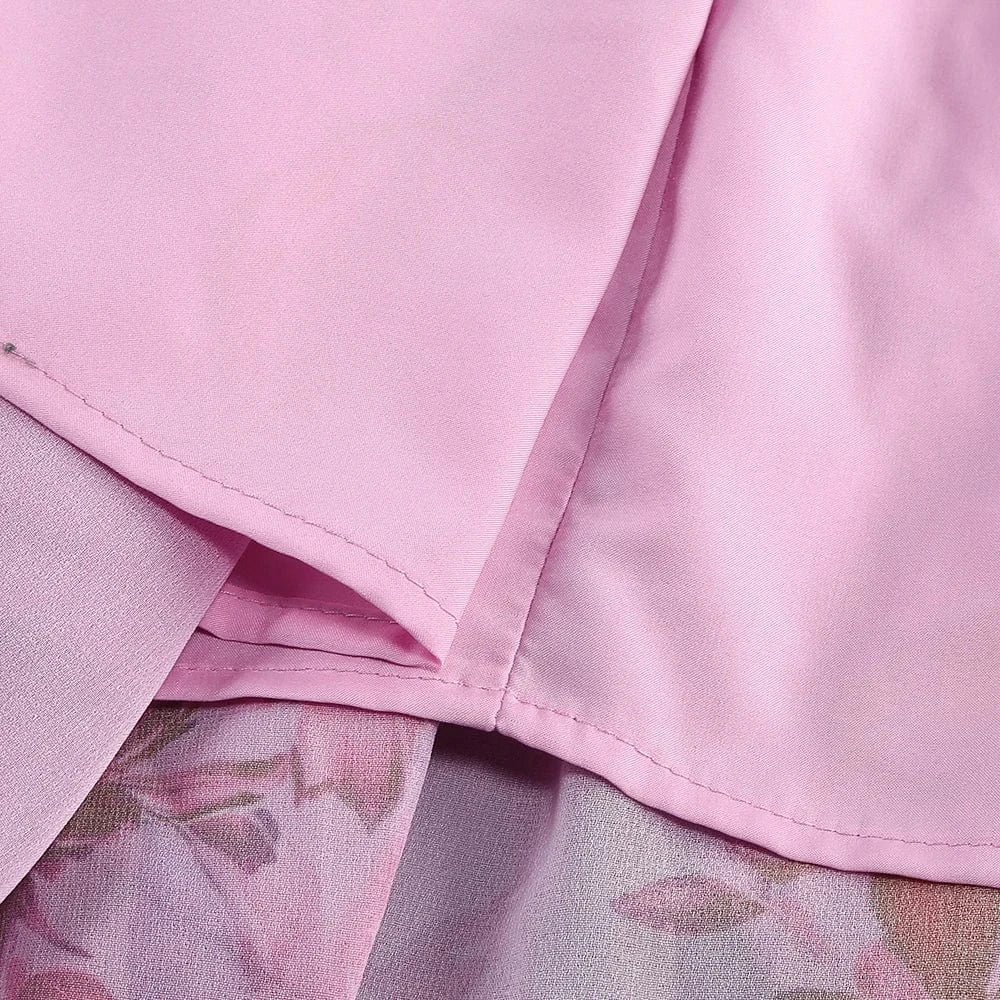 Elegant Women's Halter Floral Print Maxi Dress High Slit Flowy Summer Party Wear Fashionable Ruched Bodice Deep V-Neck Design