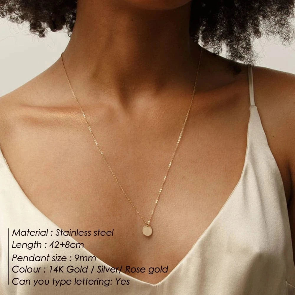 eManco 316L stainless steel necklace women dainty coin choker chain minimalist double layered necklace set wholesale