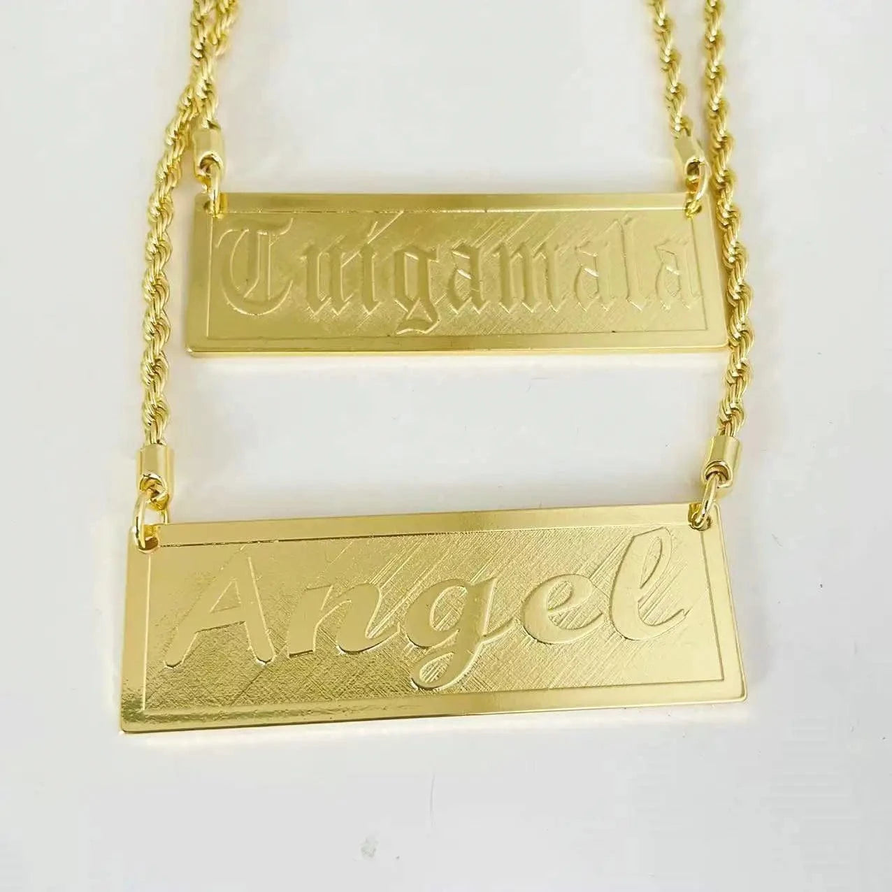 Embossed name plate chain Raised letter necklace customize Hawaiian Samoa personalized birthday anniversary gift jewelry