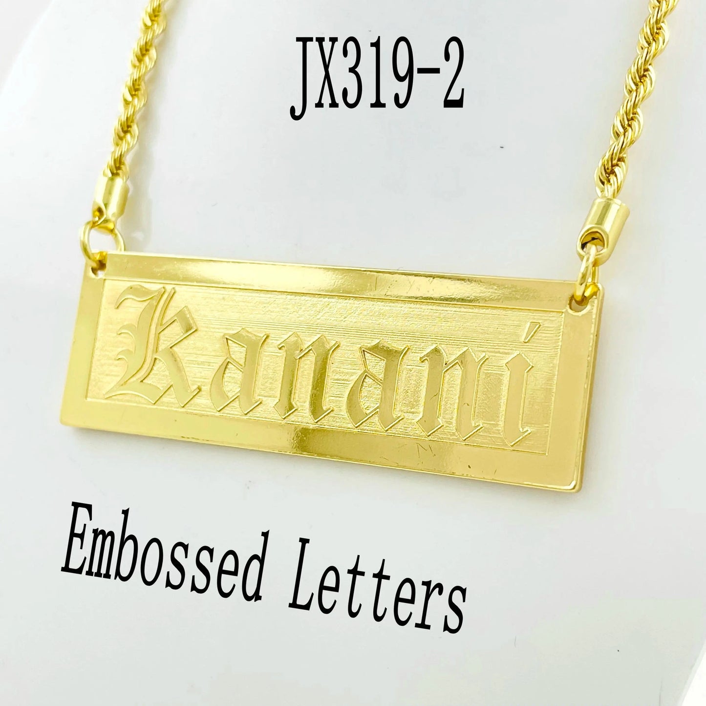 Embossed name plate chain Raised letter necklace customize Hawaiian Samoa personalized birthday anniversary gift jewelry