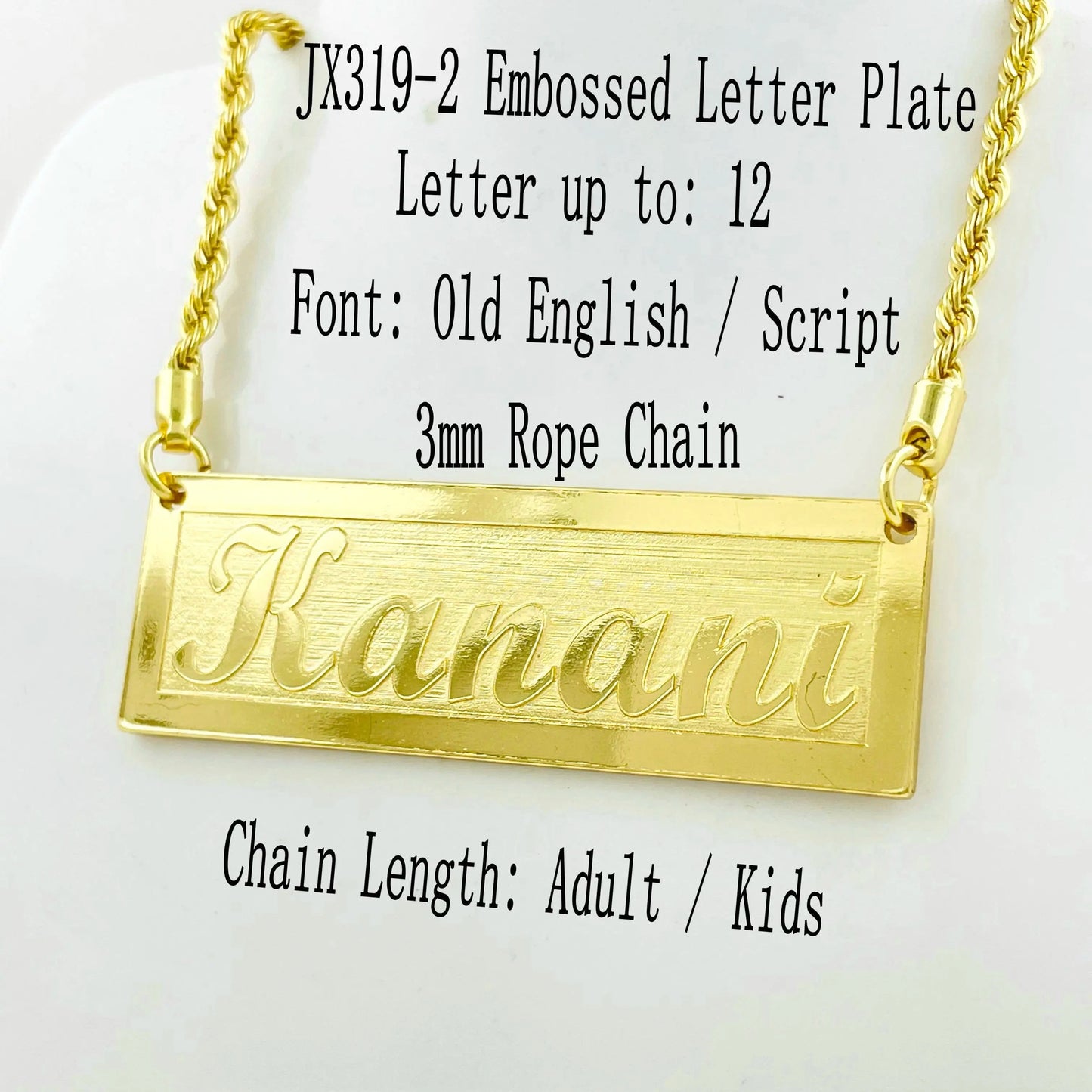 Embossed name plate chain Raised letter necklace customize Hawaiian Samoa personalized birthday anniversary gift jewelry