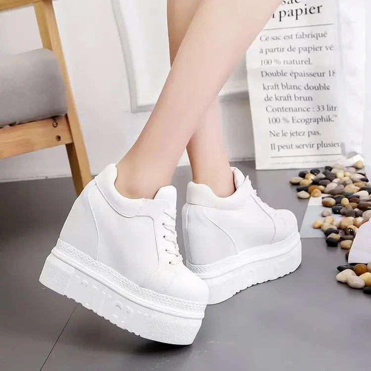 Embroidered Flowers Canvas Sneakers Women High Wedge Sneaker Fashion White/black/red Platform Sneakers Woman Casual Shoes