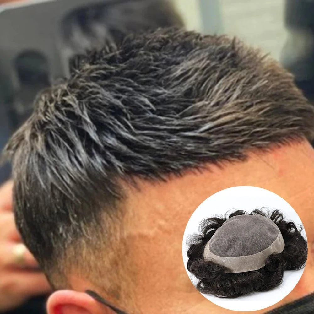 EMEDA cheaper korea toupee for men curly hair replacement system toupees stock