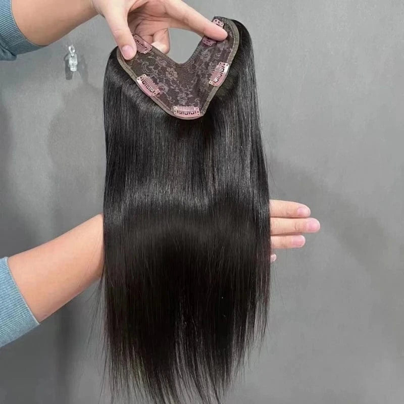 Emeda easy install V shape machine made topper clip ins human virgin hair extensions