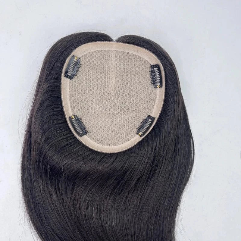 Emeda Natural color #1B silk base hair topper 15*17cm Brazilian human hair for women