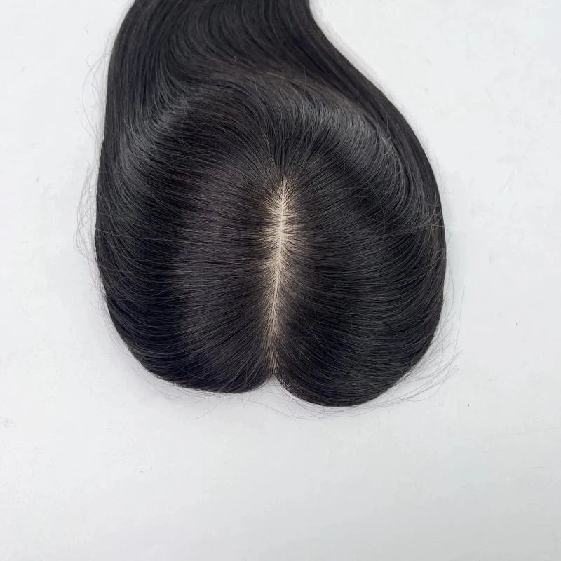 Emeda Natural color #1B silk base hair topper 15*17cm Brazilian human hair for women