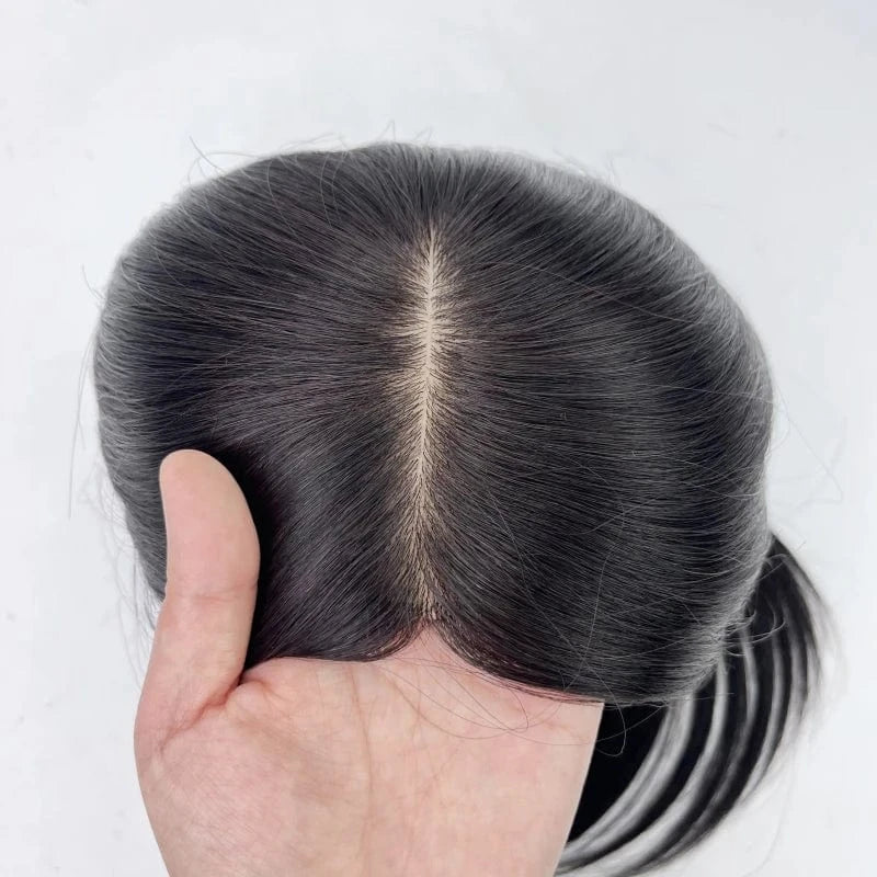 Emeda Natural color #1B silk base hair topper 15*17cm Brazilian human hair for women
