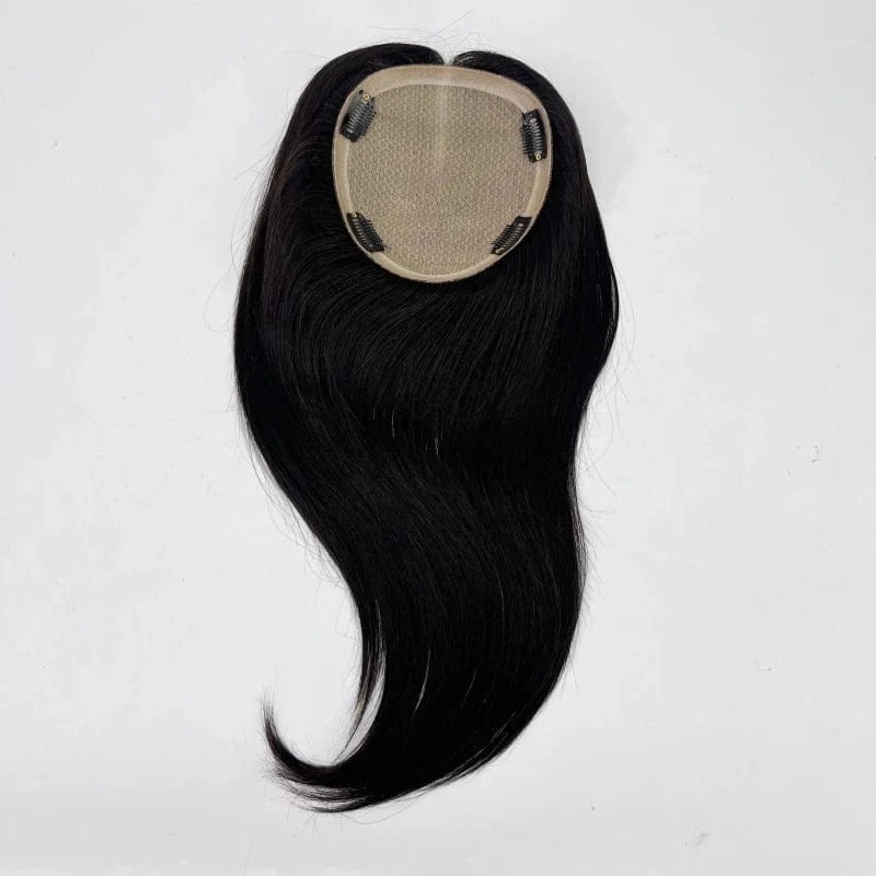 Emeda Natural color #1B silk base hair topper 15*17cm Brazilian human hair for women