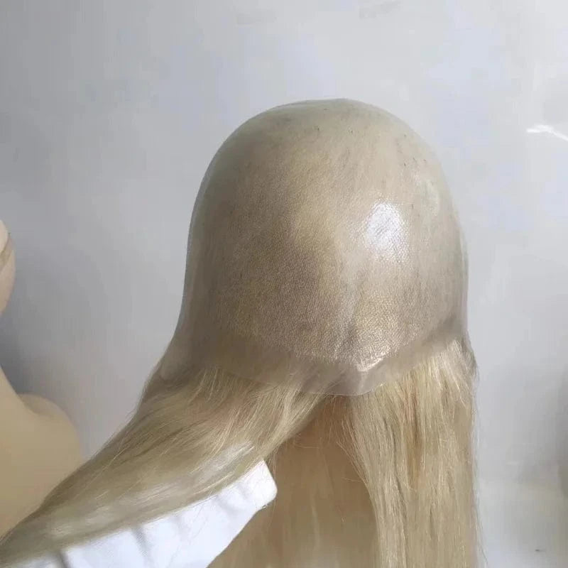 EMEDA Wholesale price blonde full pu base glueless wigs human hair for alopecia woman patients