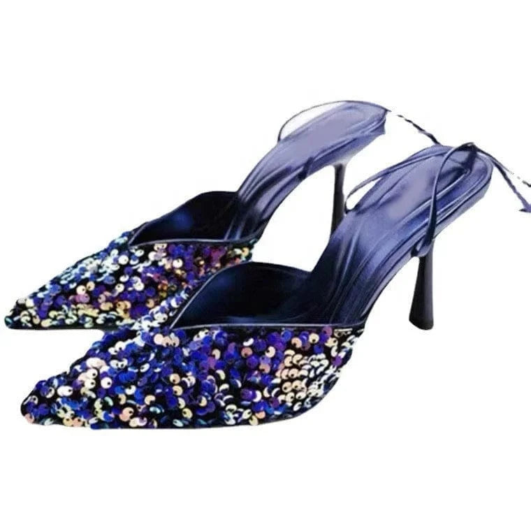 ENMAYER Factory Supply Big Size Available Sequined Cloth Bling Bling Women Dress Shoes