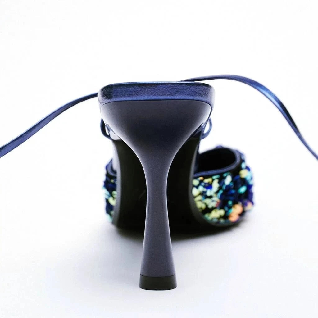 ENMAYER Factory Supply Big Size Available Sequined Cloth Bling Bling Women Dress Shoes