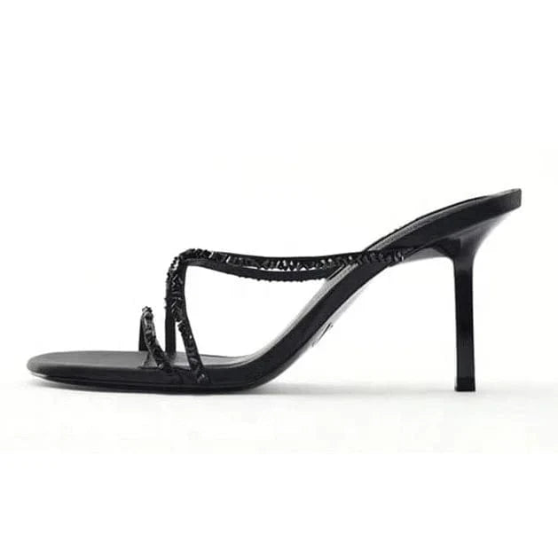 ENMAYER In Stock Ready To Ship Rhinestones Decoration Round Toe Slip On Women Slide Shoes