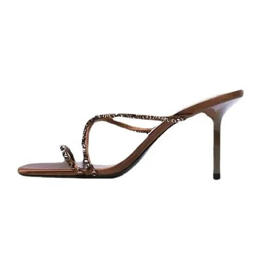 ENMAYER In Stock Ready To Ship Rhinestones Decoration Round Toe Slip On Women Slide Shoes
