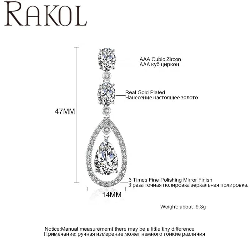 EP2197 Rose Gold RAKOL EP2197 Drop Shaped Simple Generous Gold Plated Large Earrings Couple Dating Free Shipping Earrings