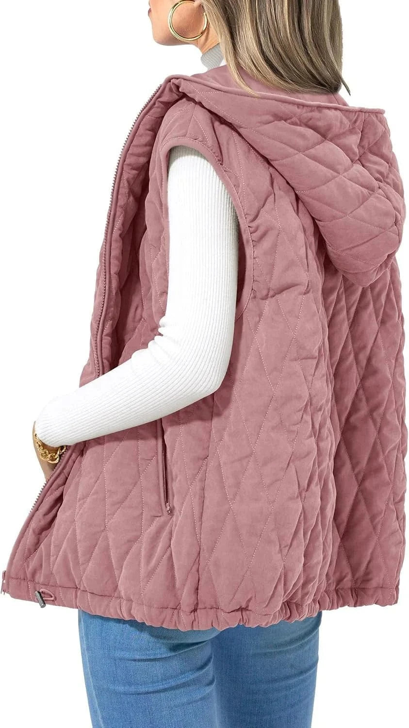 Europe and the United States cross-border 2024 autumn and winter new women's hooded padded vest light clip warm padded jacket ou