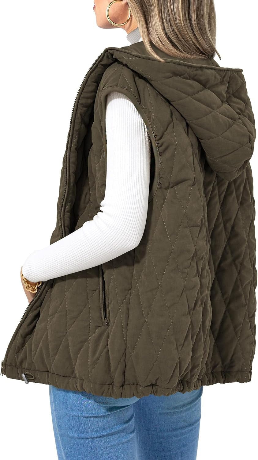 Europe and the United States cross-border 2024 autumn and winter new women's hooded padded vest light clip warm padded jacket ou