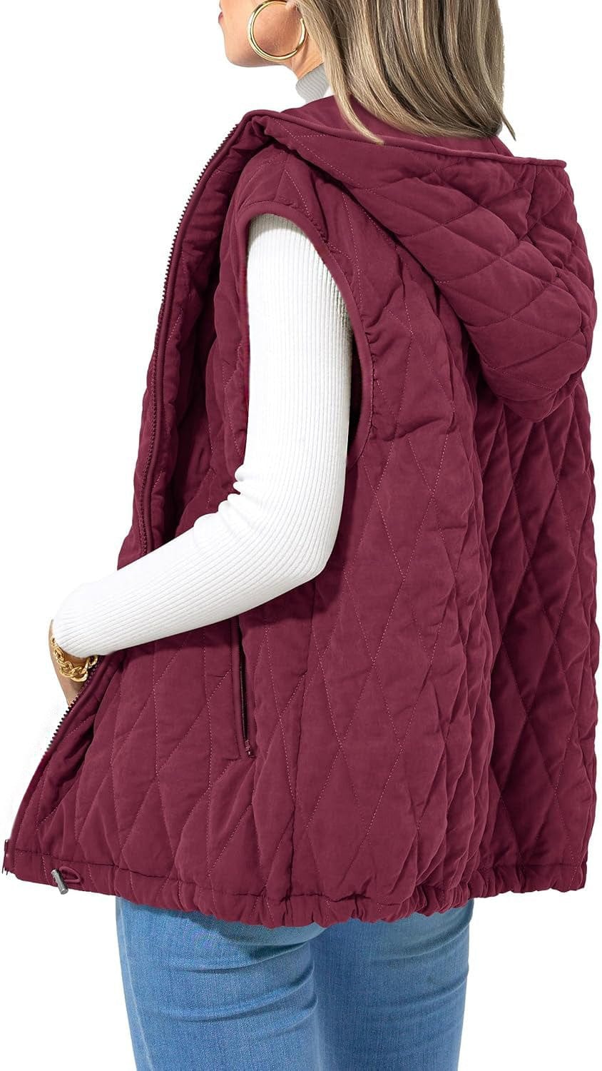 Europe and the United States cross-border 2024 autumn and winter new women's hooded padded vest light clip warm padded jacket ou