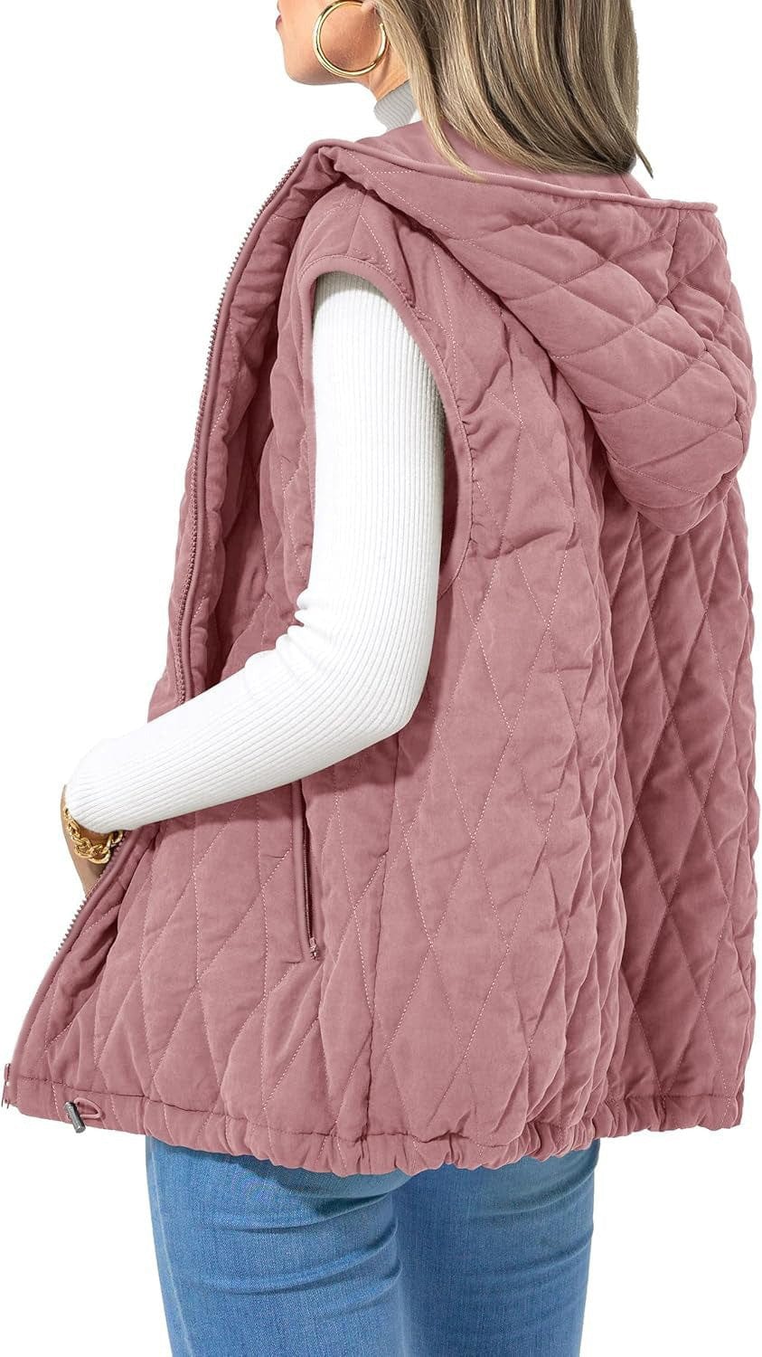 Europe and the United States cross-border 2024 autumn and winter new women's hooded padded vest light clip warm padded jacket ou