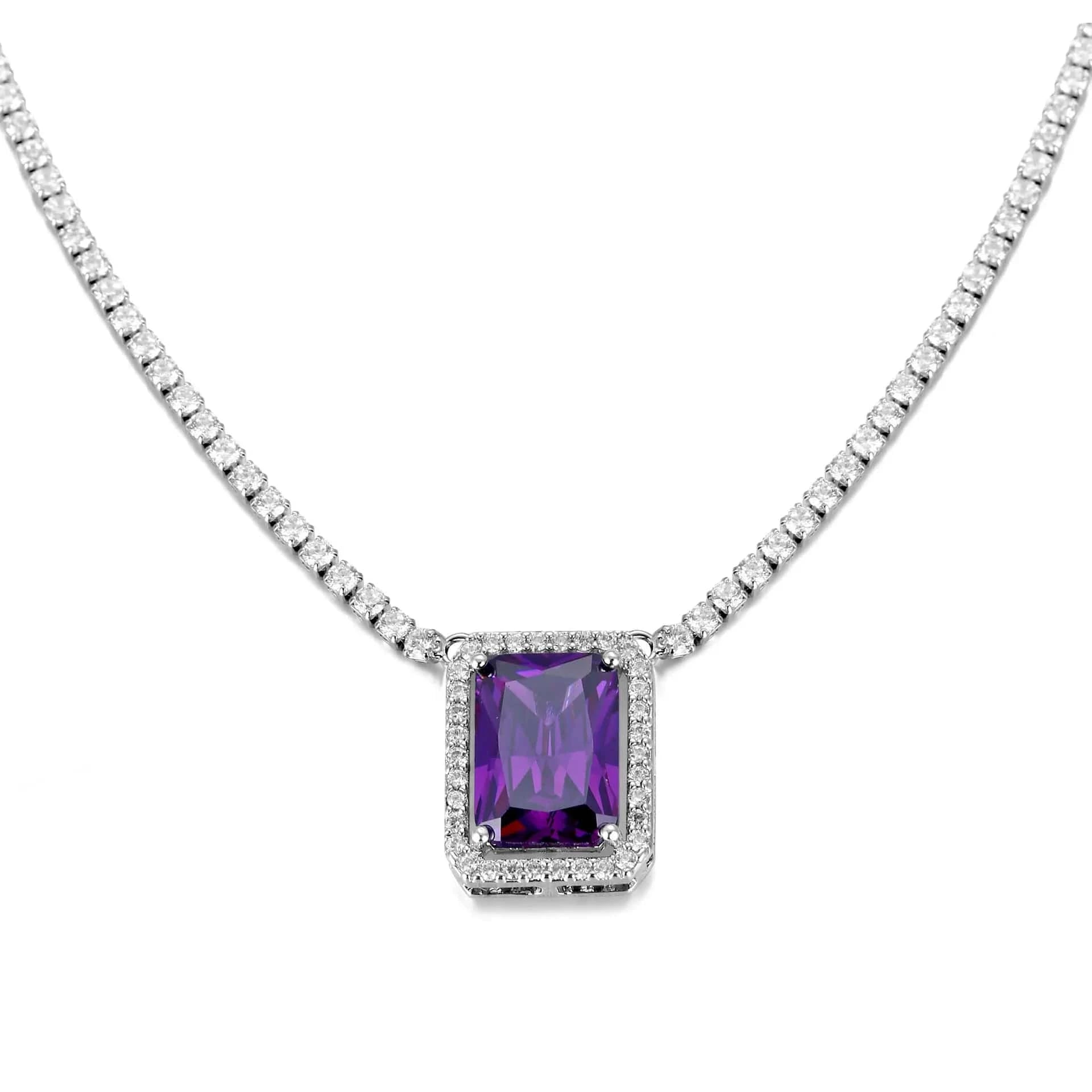 European and American Hot Selling Hip-Hop Zircon Tennis Chain Big Square Necklace For Women Collarbone Chain Popular Jewelry