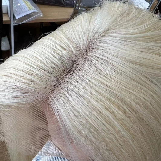 European Human Hair 613 Color Lace Front Wigs Jewish Natural Hairline Double Drawn Bleach Knot Cuticle Aligned Virgin Hair