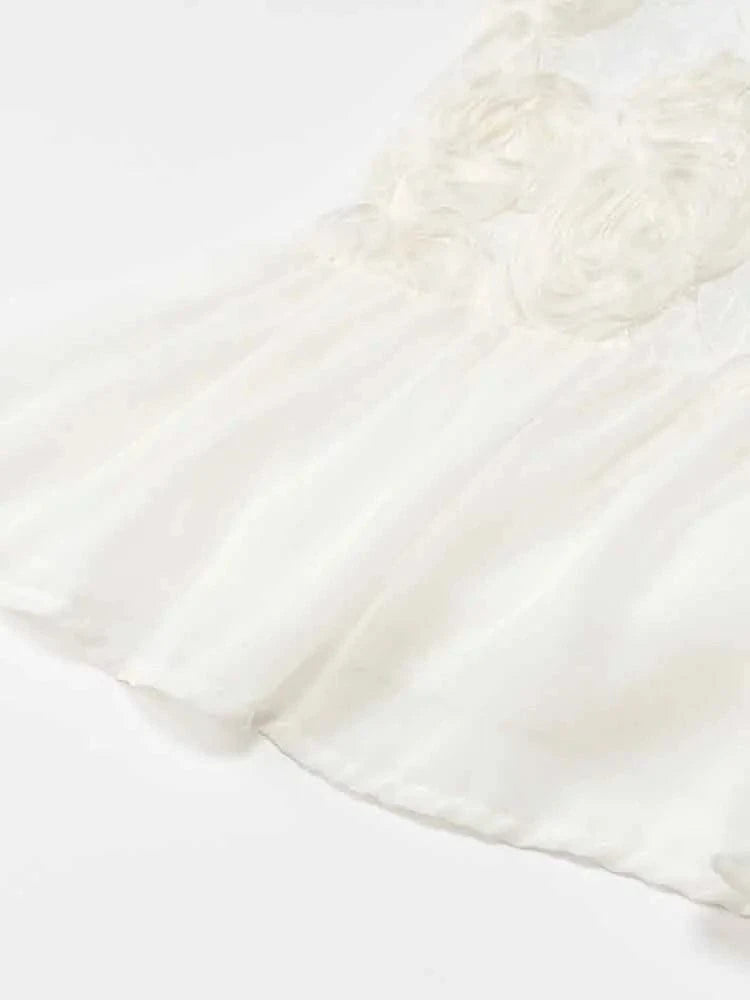 European style new women's fashion all-match atmosphere three-dimensional flower splicing suspender dress