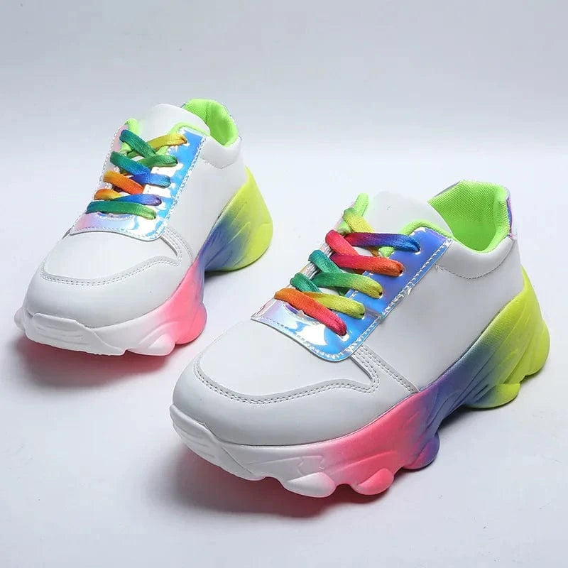 Evawanna  Multi Color for Lady Lace Up  Platform Casual Comfortable Women Sneakers Shoes Light Weigh Women Sneakers Shoes
