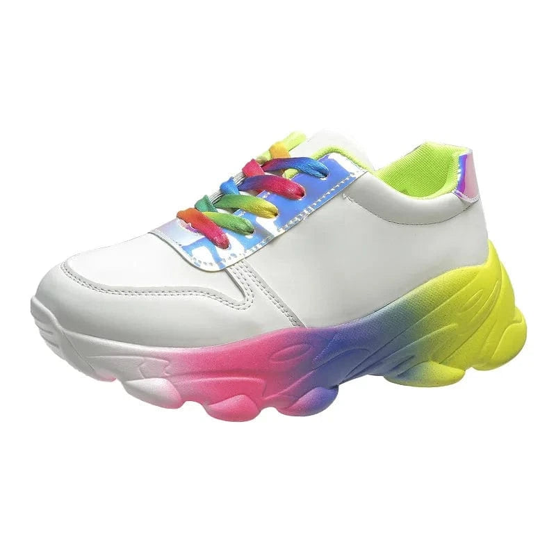 Evawanna  Multi Color for Lady Lace Up  Platform Casual Comfortable Women Sneakers Shoes Light Weigh Women Sneakers Shoes