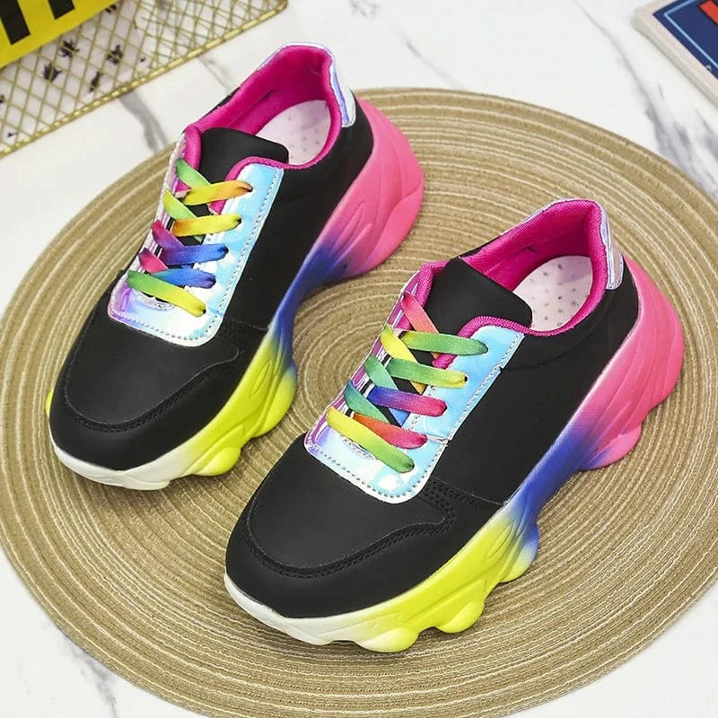 Evawanna  Multi Color for Lady Lace Up  Platform Casual Comfortable Women Sneakers Shoes Light Weigh Women Sneakers Shoes