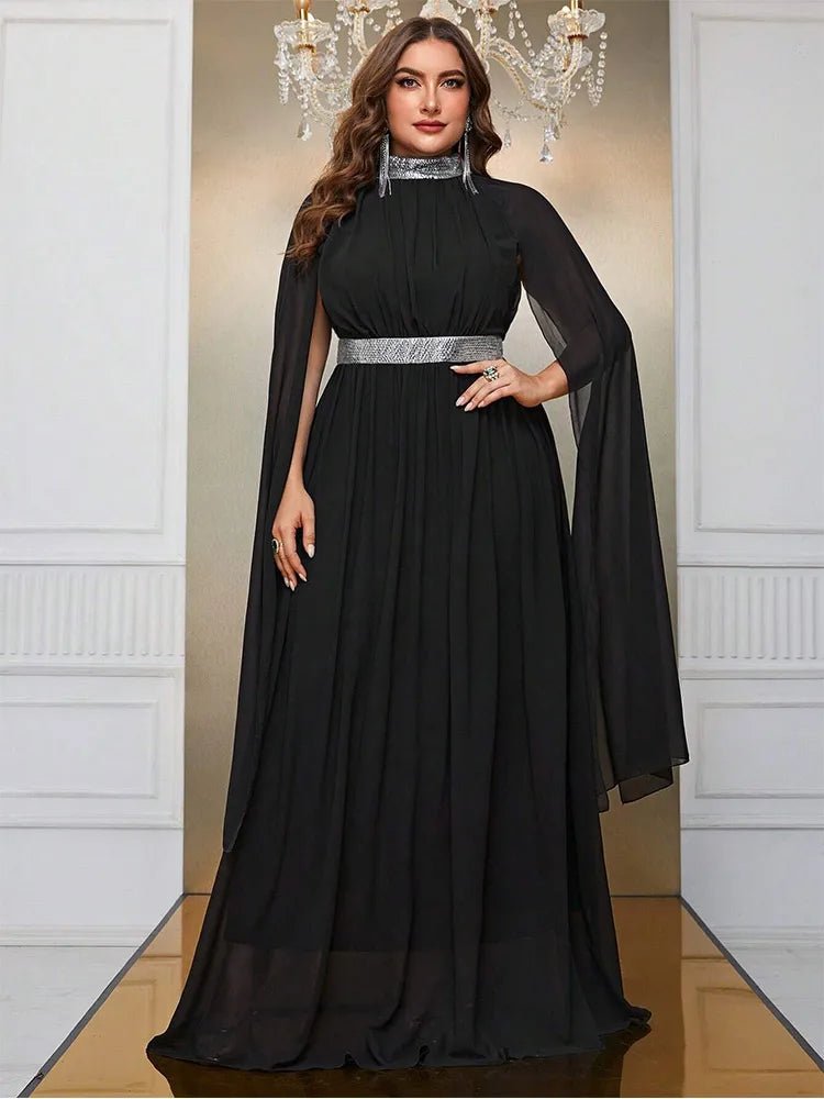 Evening Dress Round - Neck Sleeveless Shawl Chiffon Floor - Length Chic Style - SN Wigs & More
