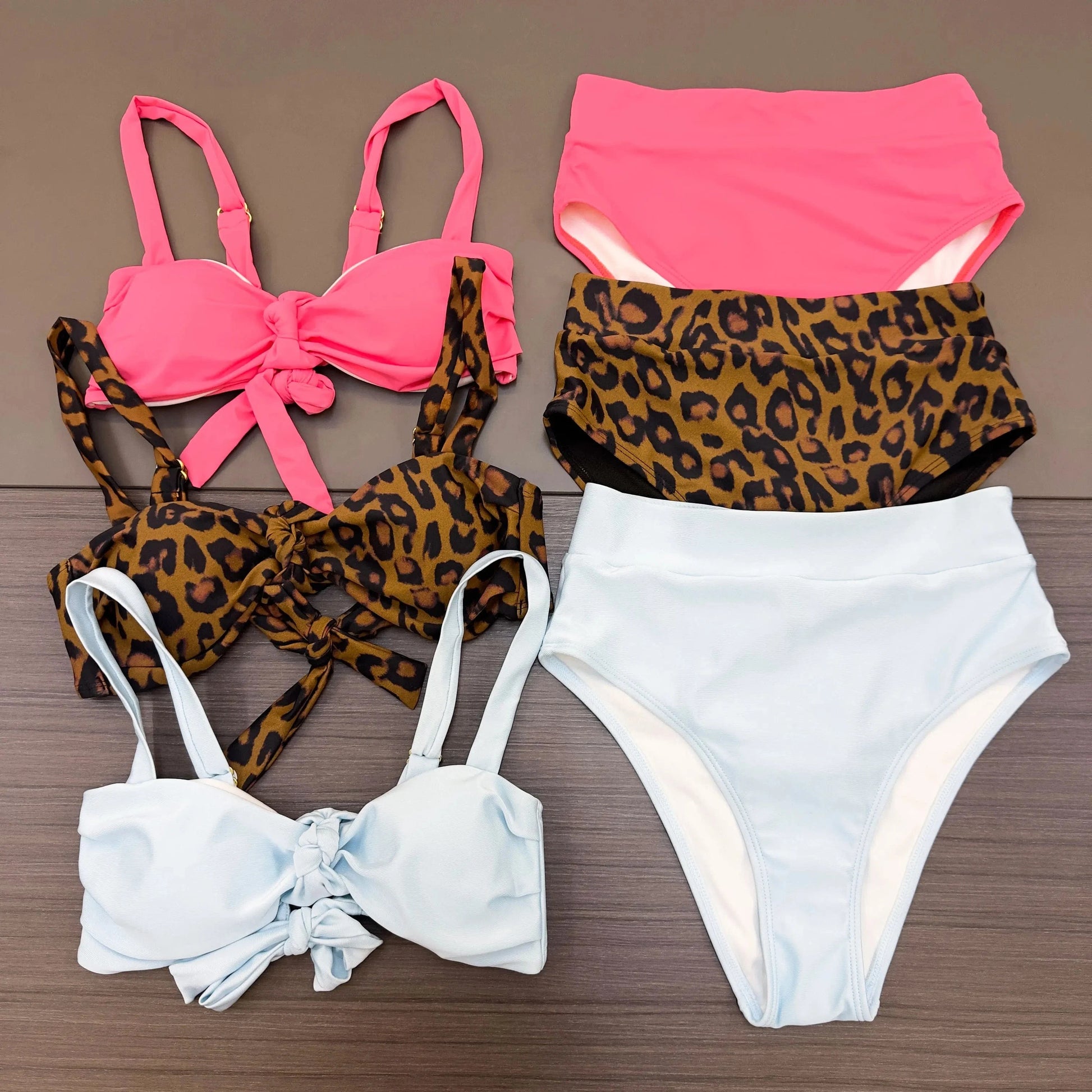 Explosive Split Swimsuit New Solid Color Striped High Waist Sexy Bikini Set Woman Bikinis & Beachwear Swimwear 2024