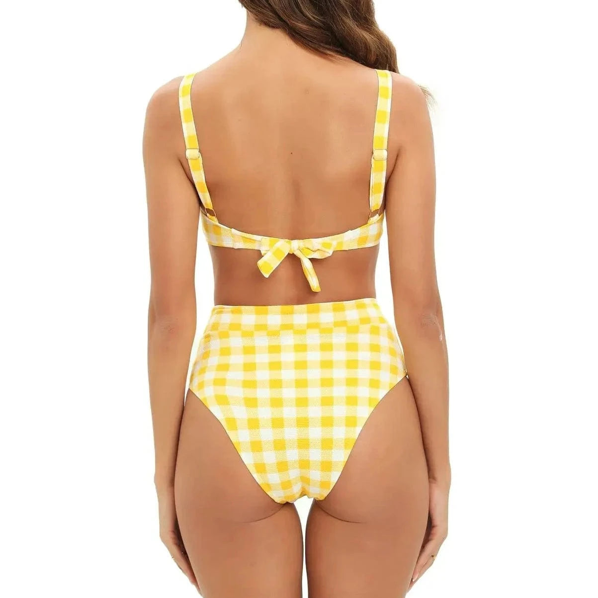 Explosive Split Swimsuit New Solid Color Striped High Waist Sexy Bikini Set Woman Bikinis & Beachwear Swimwear 2024