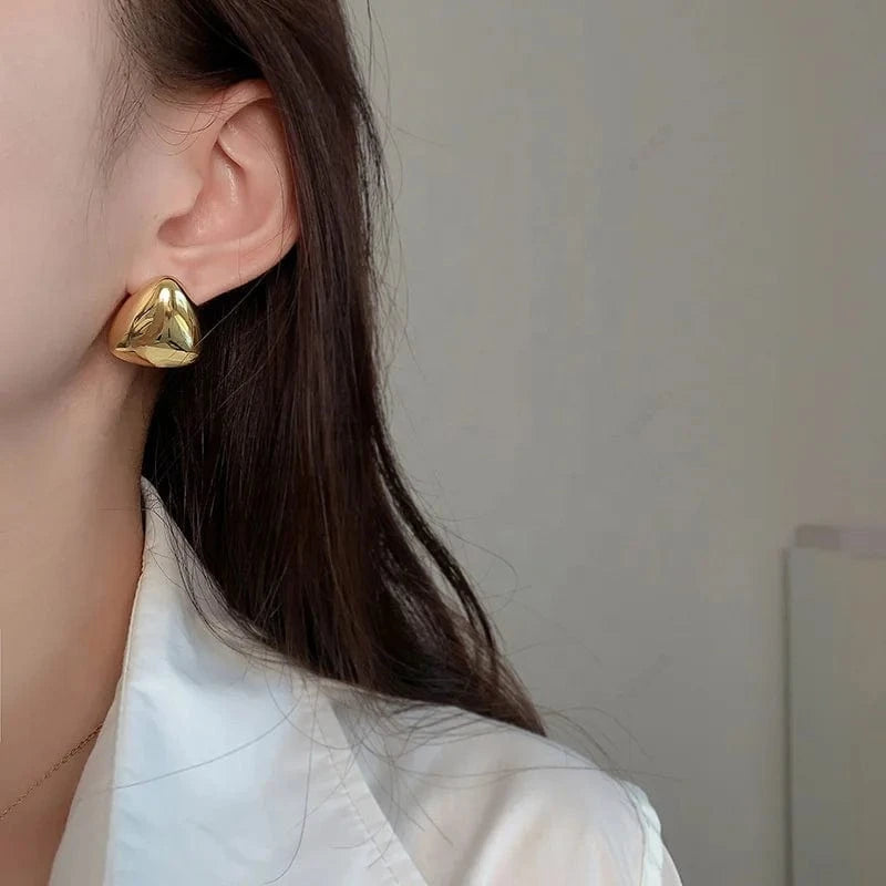 Exquisite Stainless Steel Geometric Three-Dimensional Triangle Earrings Waterproof Women High Quality Jewelry