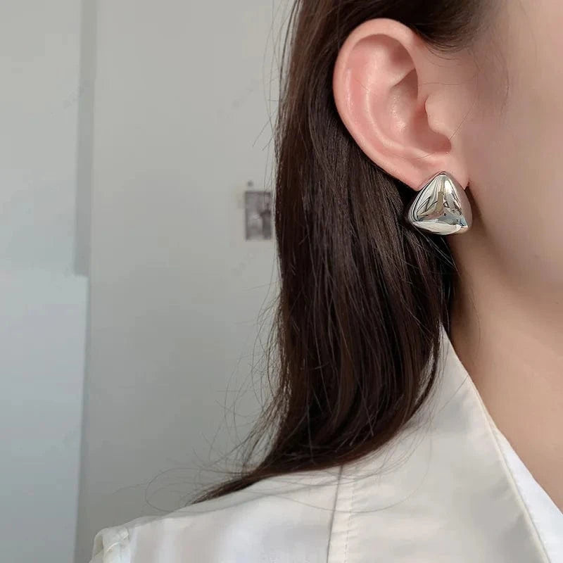 Exquisite Stainless Steel Geometric Three-Dimensional Triangle Earrings Waterproof Women High Quality Jewelry