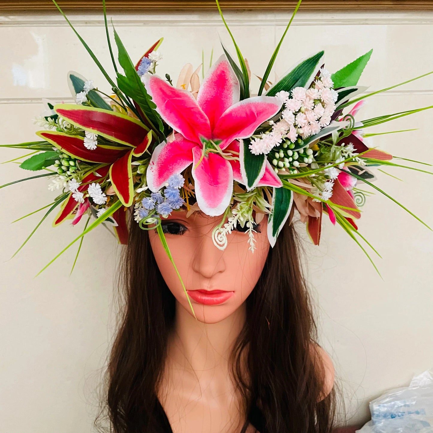 Fabric floral headband Artificial tropical plumeria Island frangipani tiare hibiscus pin comb headband dancing party accessories