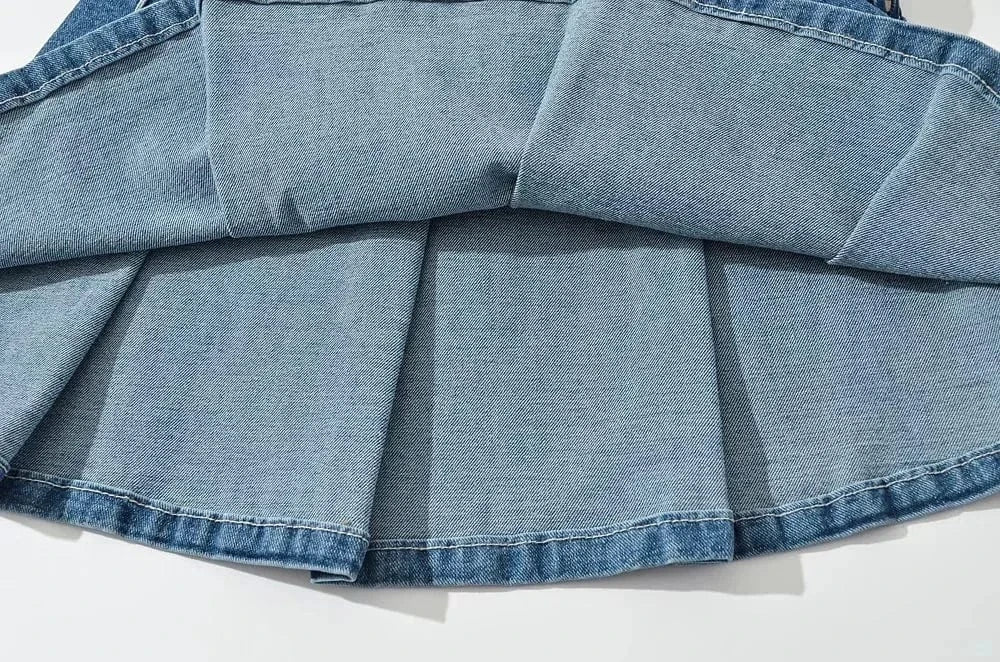 Factory 2024 XS-XL boutique clothing ladies fashion denim jeans pleated womens skirts
