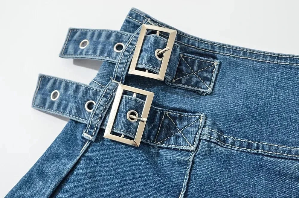 Factory 2024 XS-XL boutique clothing ladies fashion denim jeans pleated womens skirts