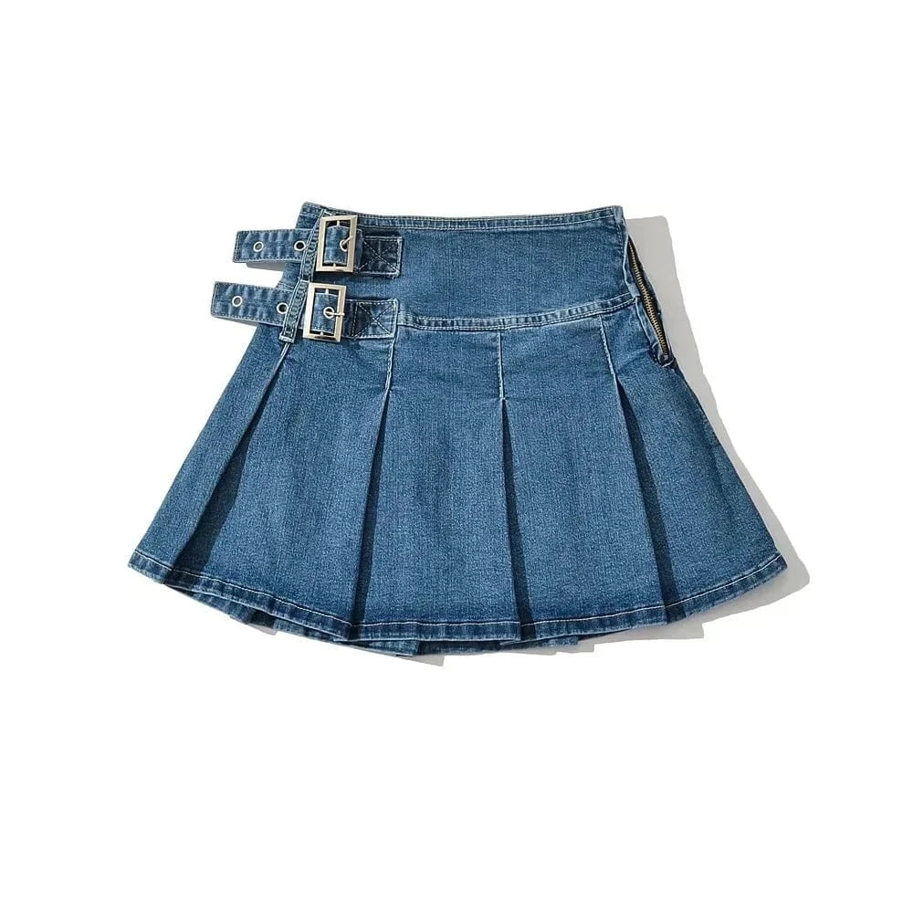 Factory 2024 XS-XL boutique clothing ladies fashion denim jeans pleated womens skirts